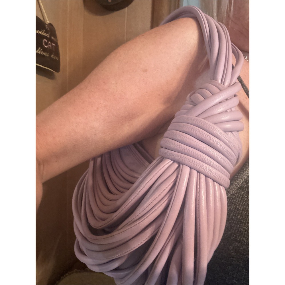 Lavender Knotted Handle Crescent Top Handle Shoulder Bag for Women Matte Finish - Picture 7 of 8